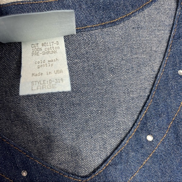 Vintage 90s Denim Maxi Dress Embroidered Women's Size Size L. - Picture 10 of 10